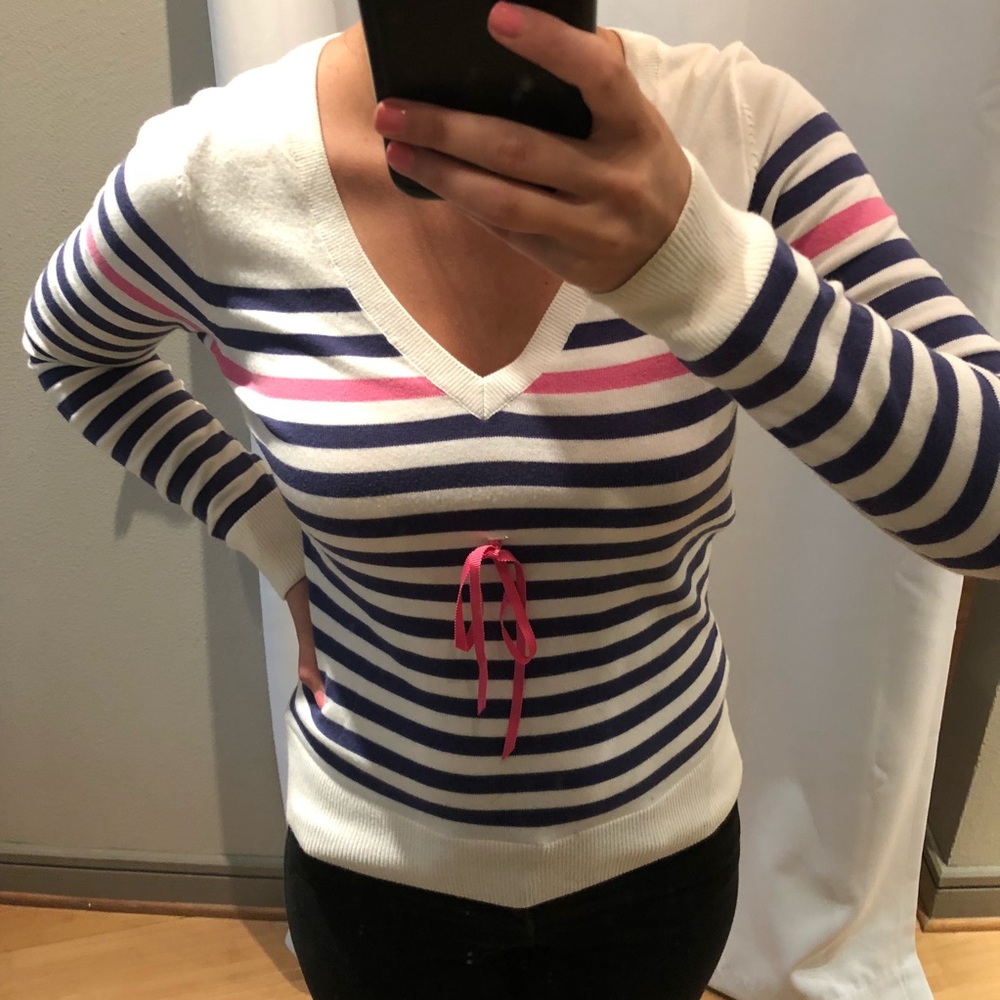 Lilly Pulitzer blue and pink striped sweater, SM